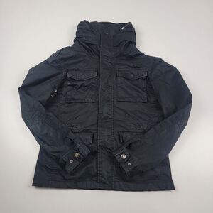 Zara Military Bomber Jacket Full Zip Hooded Long Sleeve Shirt Medium Lightweight